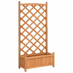vidaXL Planter with Trellis Raised Bed Garden Planter Brown Solid Wood Fir - brown, 75 x 35 x 150 cm