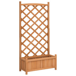 vidaXL Planter with Trellis Raised Bed Garden Planter Brown Solid Wood Fir - brown, 75 x 35 x 150 cm