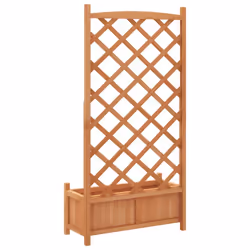 vidaXL Planter with Trellis Raised Bed Garden Planter Brown Solid Wood Fir - brown, 75 x 35 x 150 cm - Additional view 5