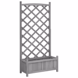 vidaXL Planter with Trellis Raised Bed Garden Planter Brown Solid Wood Fir - grey, 75 x 35 x 150 cm