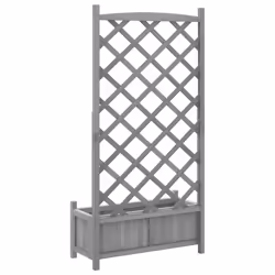 vidaXL Planter with Trellis Raised Bed Garden Planter Brown Solid Wood Fir - grey, 75 x 35 x 150 cm - Additional view 5