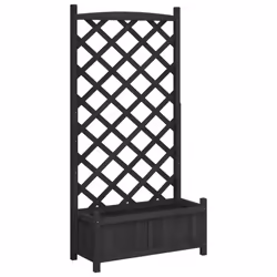 vidaXL Planter with Trellis Raised Bed Garden Planter Brown Solid Wood Fir - black, 75 x 35 x 150 cm