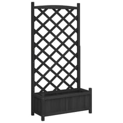 vidaXL Planter with Trellis Raised Bed Garden Planter Brown Solid Wood Fir - black, 75 x 35 x 150 cm