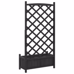 vidaXL Planter with Trellis Raised Bed Garden Planter Brown Solid Wood Fir - black, 75 x 35 x 150 cm - Additional view 5