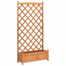 vidaXL Planter with Trellis Raised Bed Garden Planter Brown Solid Wood Fir - brown, 90 x 35 x 180 cm