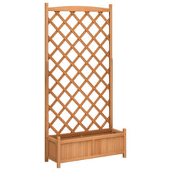 vidaXL Planter with Trellis Raised Bed Garden Planter Brown Solid Wood Fir - brown, 90 x 35 x 180 cm