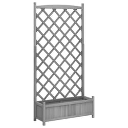 vidaXL Planter with Trellis Raised Bed Garden Planter Brown Solid Wood Fir - grey, 90 x 35 x 180 cm