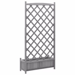 vidaXL Planter with Trellis Raised Bed Garden Planter Brown Solid Wood Fir - grey, 90 x 35 x 180 cm - Additional view 5