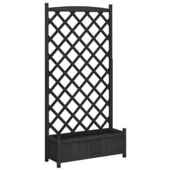 vidaXL Planter with Trellis Raised Bed Garden Planter Brown Solid Wood Fir - black, 90 x 35 x 180 cm