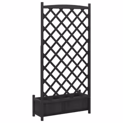vidaXL Planter with Trellis Raised Bed Garden Planter Brown Solid Wood Fir - black, 90 x 35 x 180 cm - Additional view 5