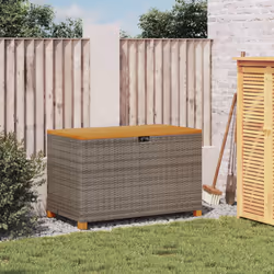 vidaXL Garden Storage Box Outdoor Storage Box Grey Poly Rattan Acacia Wood - Additional view 2