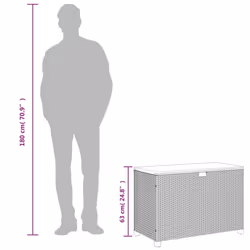 vidaXL Garden Storage Box Outdoor Storage Box Grey Poly Rattan Acacia Wood - Additional view 3