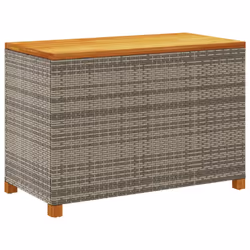 vidaXL Garden Storage Box Outdoor Storage Box Grey Poly Rattan Acacia Wood - Additional view 5