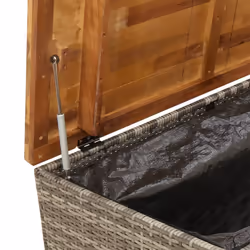 vidaXL Garden Storage Box Outdoor Storage Box Grey Poly Rattan Acacia Wood - Additional view 8
