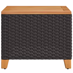 vidaXL Garden Table Outdoor Table Dining Table Black Poly Rattan Acacia Wood - Additional view 4