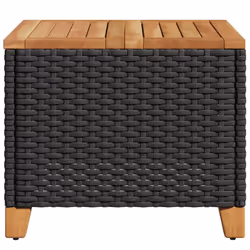 vidaXL Garden Table Outdoor Table Dining Table Black Poly Rattan Acacia Wood - Additional view 5