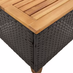 vidaXL Garden Table Outdoor Table Dining Table Black Poly Rattan Acacia Wood - Additional view 7
