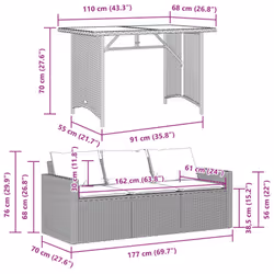 vidaXL Garden Dining Set 2 Piece with Cushions 3-seater Sofa Beige Poly Rattan - Additional view 10