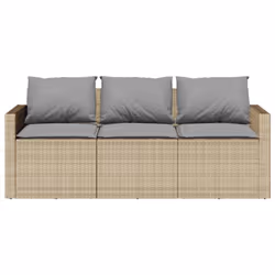 vidaXL Garden Dining Set 2 Piece with Cushions 3-seater Sofa Beige Poly Rattan - Additional view 5