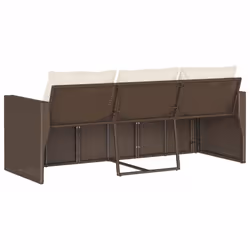vidaXL Garden Sofa with Cushions 3-Seater Outdoor Sofa Couch Brown Poly Rattan - Additional view 5