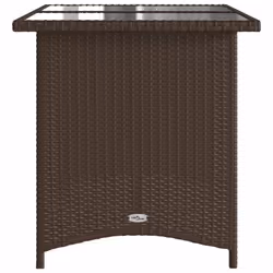 vidaXL Garden Table with Glass Top Outdoor Dining Table Brown Poly Rattan - Additional view 4