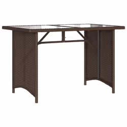 vidaXL Garden Table with Glass Top Outdoor Dining Table Brown Poly Rattan - Additional view 5