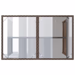vidaXL Garden Table with Glass Top Outdoor Dining Table Brown Poly Rattan - Additional view 6