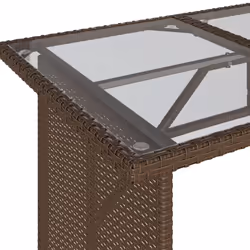 vidaXL Garden Table with Glass Top Outdoor Dining Table Brown Poly Rattan - Additional view 7