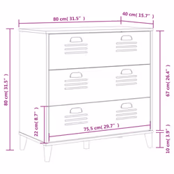 vidaXL Drawer Cabinet Office File Cabinet Storage Cabinet Solid Wood Pine - white
