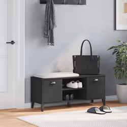 vidaXL Shoe Bench Hall Storage Bench Seat Shoe Rack Black Engineered Wood