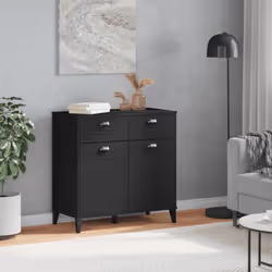 vidaXL Sideboard Storage Cupboard Highboard Side Cabinet Black Engineered Wood