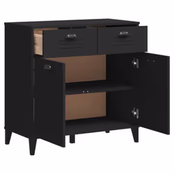 vidaXL Sideboard Storage Cupboard Highboard Side Cabinet Black Engineered Wood - Additional view 4