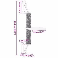 vidaXL Wall-mounted Cat Tree with Scratching Post Cat Climbing Tree Cat Tower - dark grey - Additional view 6