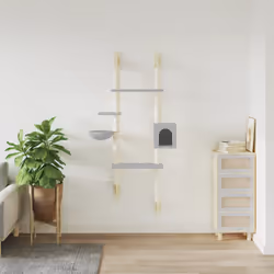 vidaXL Wall-mounted Cat Tree with Scratching Post Cat Climbing Tree Light Grey