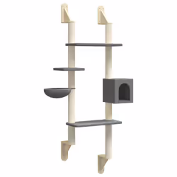 vidaXL Wall-mounted Cat Tree with Scratching Post Cat Climbing Tower Dark Grey