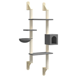 vidaXL Wall-mounted Cat Tree with Scratching Post Cat Climbing Tower Dark Grey