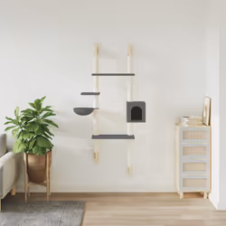 vidaXL Wall-mounted Cat Tree with Scratching Post Cat Climbing Tower Dark Grey
