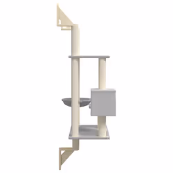 vidaXL Wall-mounted Cat Tree with Scratching Post Cat Climbing Tree Light Grey - light grey - Additional view 4