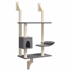 vidaXL Wall-mounted Cat Tree with Scratching Post Cat Climbing Tower Dark Grey