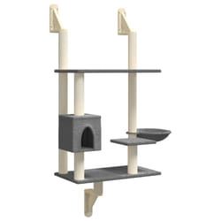 vidaXL Wall-mounted Cat Tree with Scratching Post Cat Climbing Tower Dark Grey