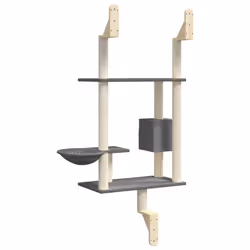 vidaXL Wall-mounted Cat Tree with Scratching Post Cat Climbing Tower Dark Grey - Additional view 5