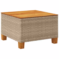 vidaXL Garden Table Outdoor Table Dining Table Beige Poly Rattan Acacia Wood - Additional view 5