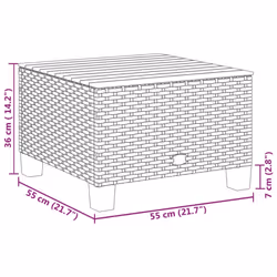 vidaXL Garden Table Outdoor Table Dining Table Beige Poly Rattan Acacia Wood - Additional view 7