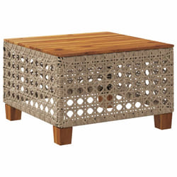 vidaXL Garden Table Outdoor Table Dining Table Beige Poly Rattan Acacia Wood