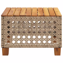 vidaXL Garden Table Outdoor Table Dining Table Beige Poly Rattan Acacia Wood - Additional view 4