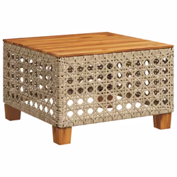 vidaXL Garden Table Outdoor Table Dining Table Beige Poly Rattan Acacia Wood - Additional view 5
