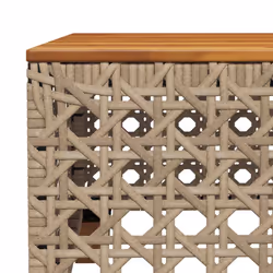 vidaXL Garden Table Outdoor Table Dining Table Beige Poly Rattan Acacia Wood - Additional view 6