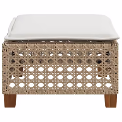 vidaXL Garden Stool with Cushion Outdoor Ottoman Cube Stool Beige Poly Rattan - Additional view 4