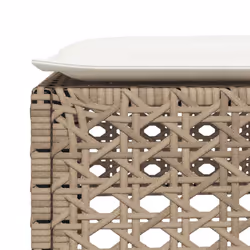 vidaXL Garden Stool with Cushion Outdoor Ottoman Cube Stool Beige Poly Rattan - Additional view 6