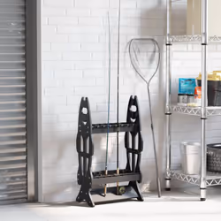 vidaXL Fishing Rod Rack for 16 Rods Fishing Rod Holder Pole Holder Rack Black